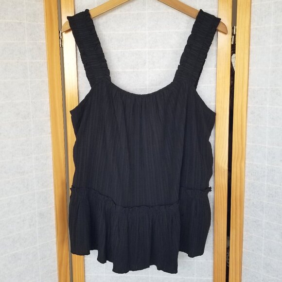 Anthropologie Ruffled Peplum Tank from Current Air in Black Size Large - Picture 1 of 9